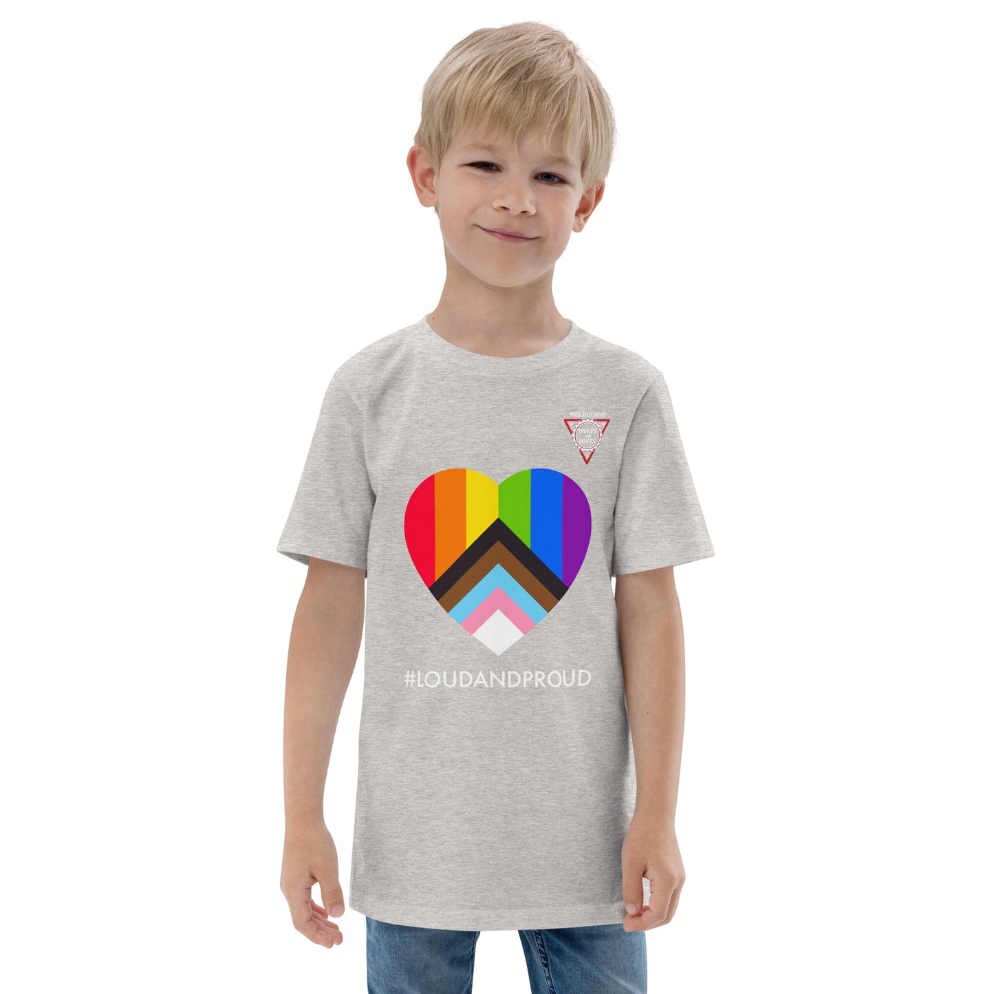 Youth jersey t-shirt - Loud and Proud Rainbow heart
