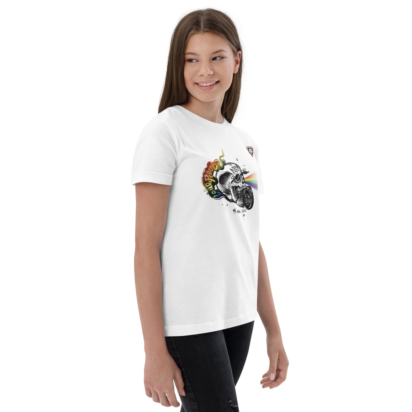 Youth jersey t-shirt - Loud & Proud Motomouth - Rainbow print